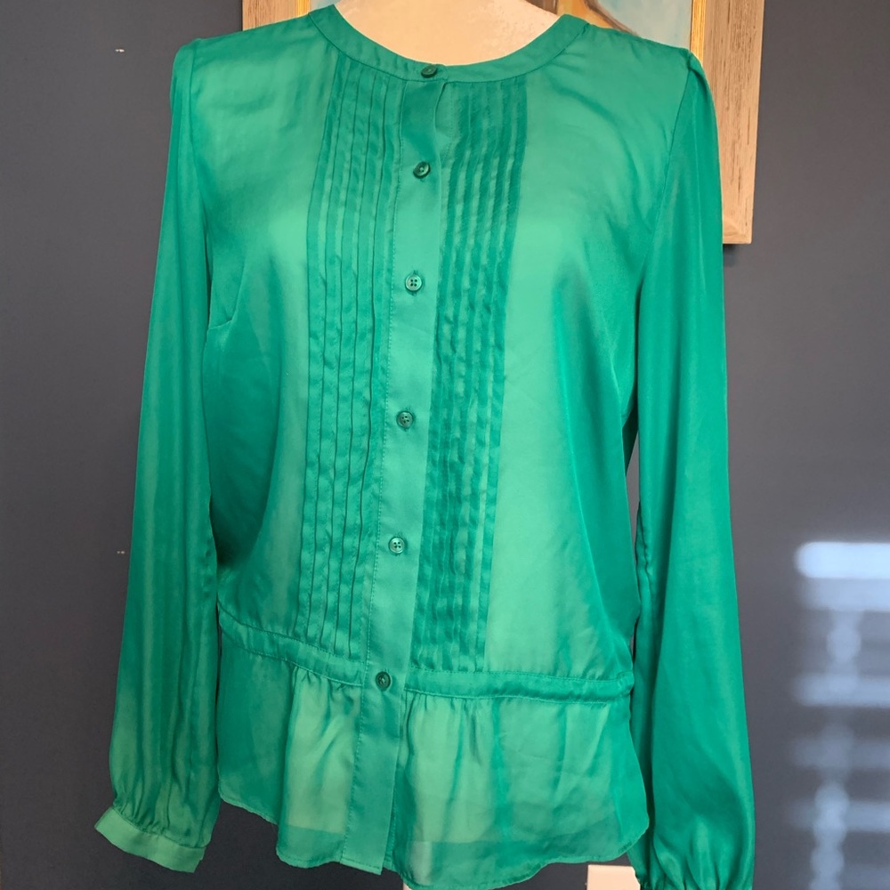 Loft green blouse sz M